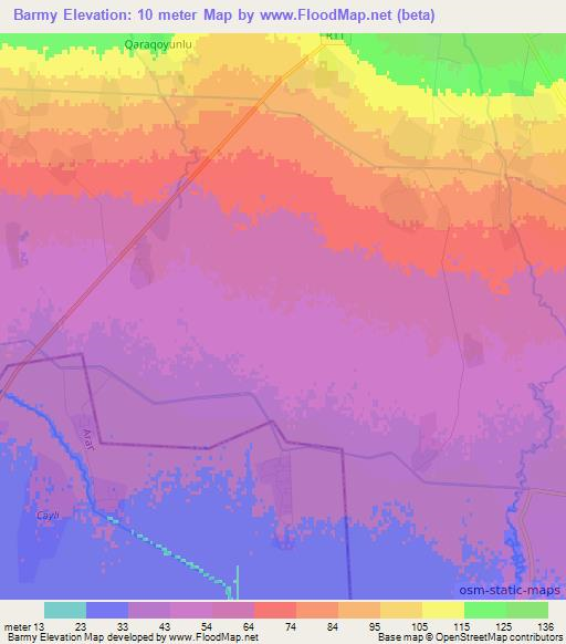 Barmy,Azerbaijan Elevation Map