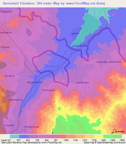Barxudarli,Azerbaijan Elevation Map