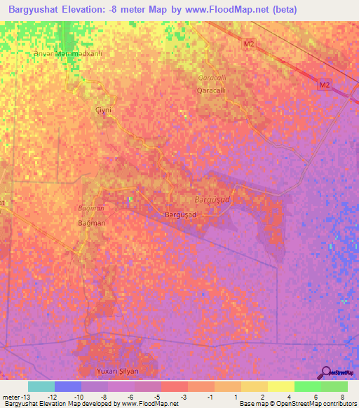 Bargyushat,Azerbaijan Elevation Map