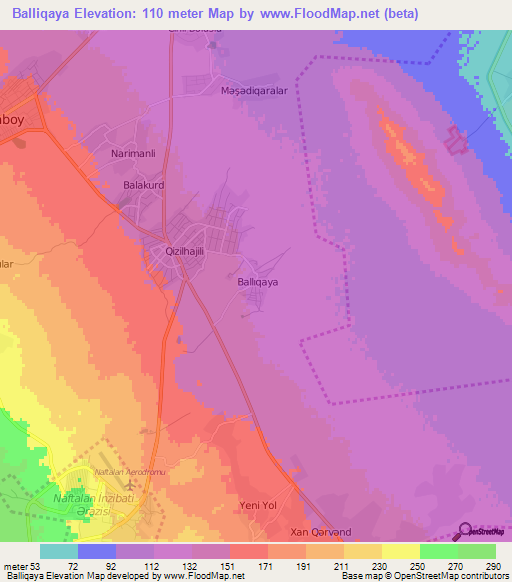 Balliqaya,Azerbaijan Elevation Map