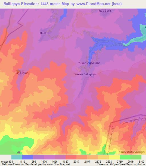 Balliqaya,Azerbaijan Elevation Map