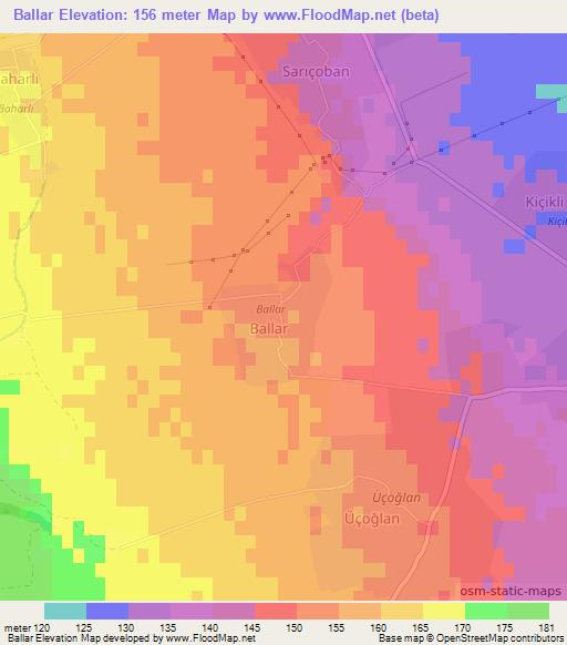 Ballar,Azerbaijan Elevation Map