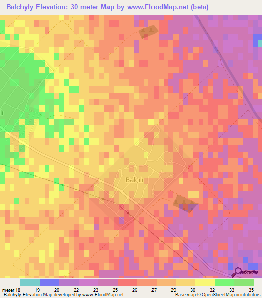 Balchyly,Azerbaijan Elevation Map