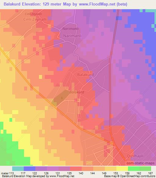 Balakurd,Azerbaijan Elevation Map