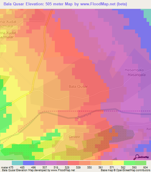 Bala Qusar,Azerbaijan Elevation Map