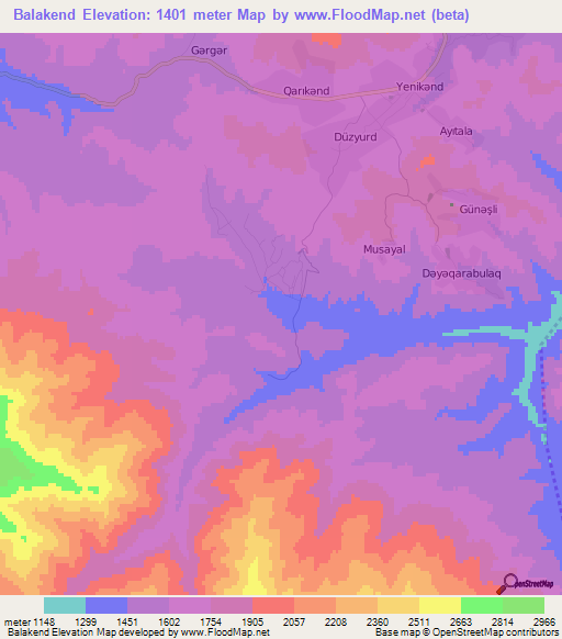 Balakend,Azerbaijan Elevation Map