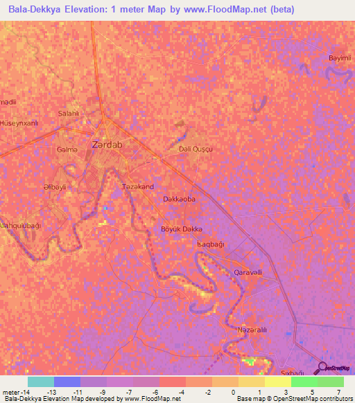 Bala-Dekkya,Azerbaijan Elevation Map
