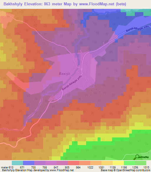 Bakhshyly,Azerbaijan Elevation Map