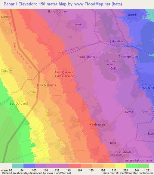 Baharli,Azerbaijan Elevation Map