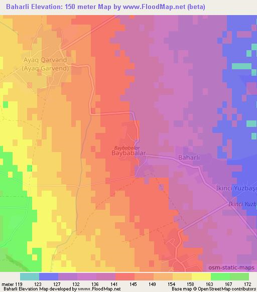 Baharli,Azerbaijan Elevation Map