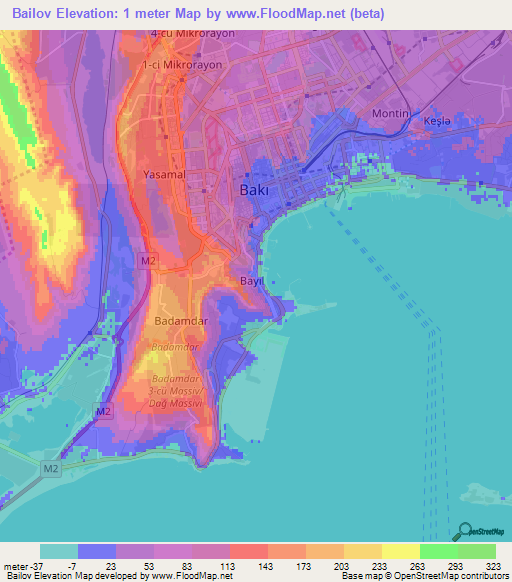 Bailov,Azerbaijan Elevation Map