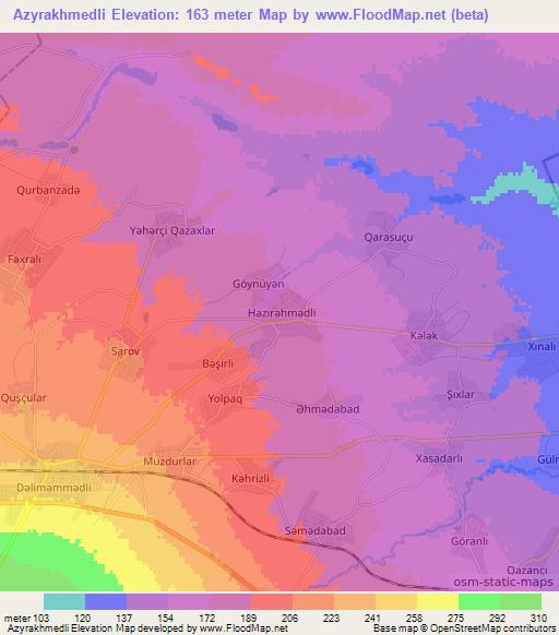 Azyrakhmedli,Azerbaijan Elevation Map