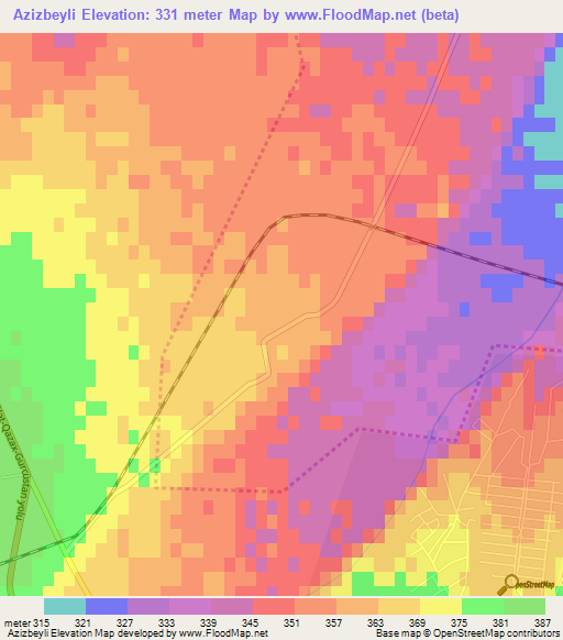 Azizbeyli,Azerbaijan Elevation Map