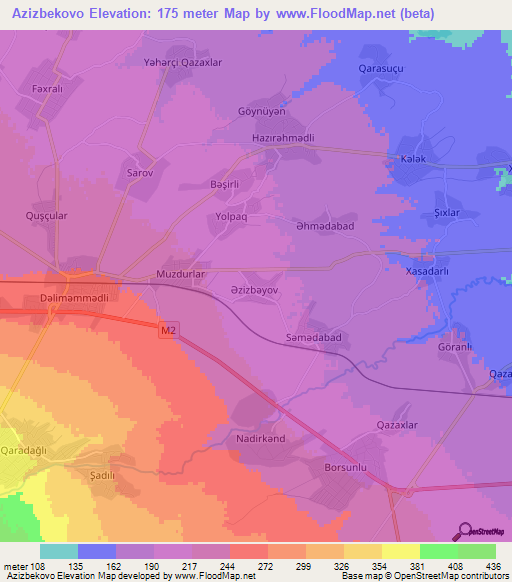 Azizbekovo,Azerbaijan Elevation Map