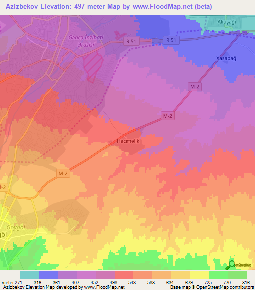 Azizbekov,Azerbaijan Elevation Map