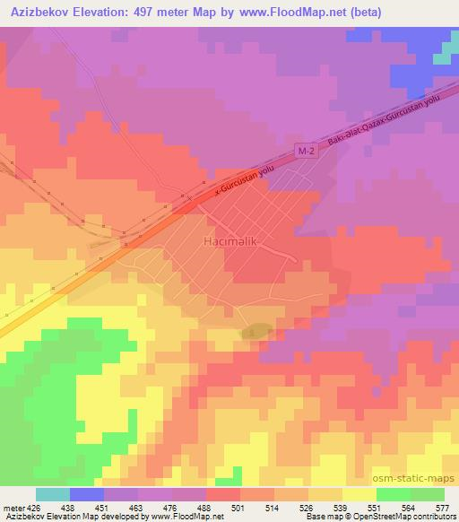 Azizbekov,Azerbaijan Elevation Map