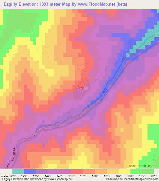 Ezgilly,Azerbaijan Elevation Map