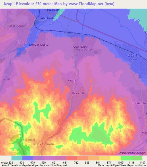 Azapli,Azerbaijan Elevation Map