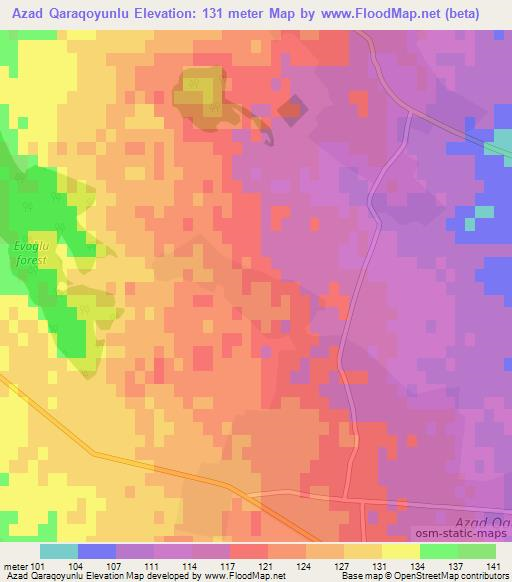 Azad Qaraqoyunlu,Azerbaijan Elevation Map