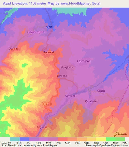 Azad,Azerbaijan Elevation Map