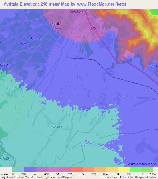 Ayritala,Azerbaijan Elevation Map