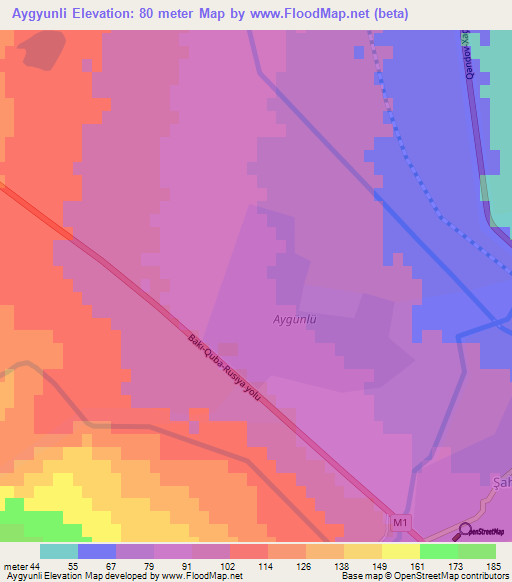Aygyunli,Azerbaijan Elevation Map