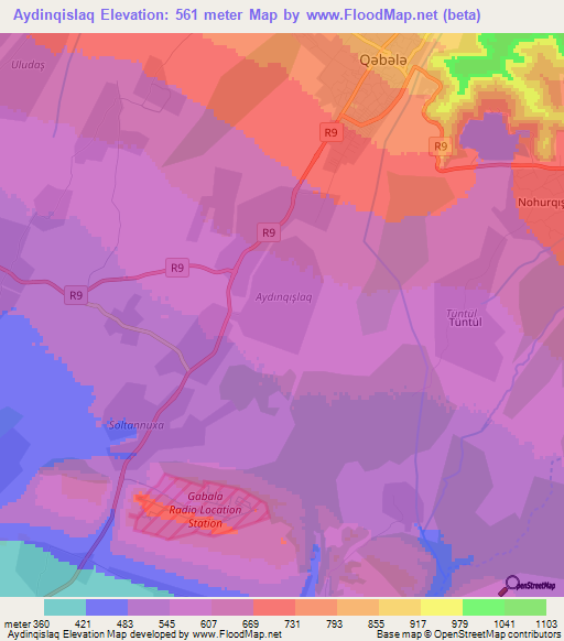 Aydinqislaq,Azerbaijan Elevation Map