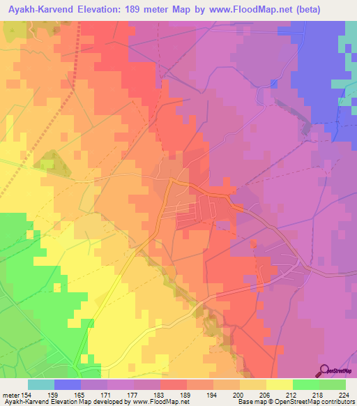 Ayakh-Karvend,Azerbaijan Elevation Map