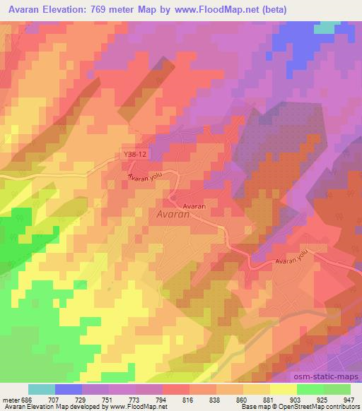 Avaran,Azerbaijan Elevation Map