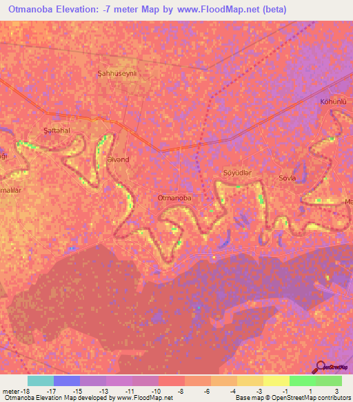Otmanoba,Azerbaijan Elevation Map