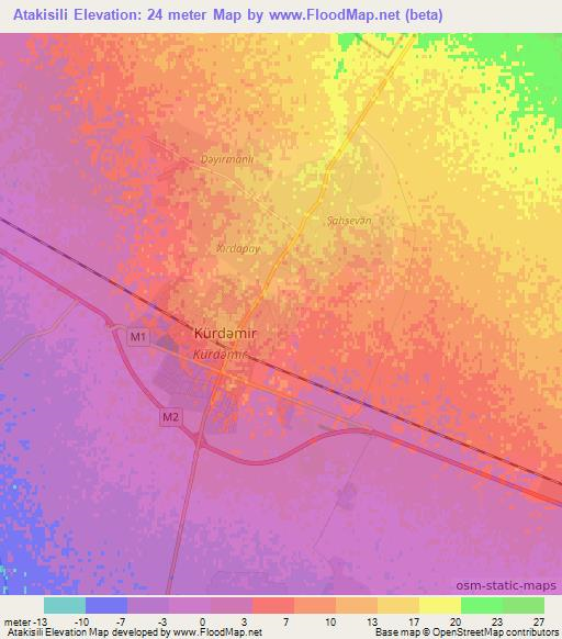 Atakisili,Azerbaijan Elevation Map