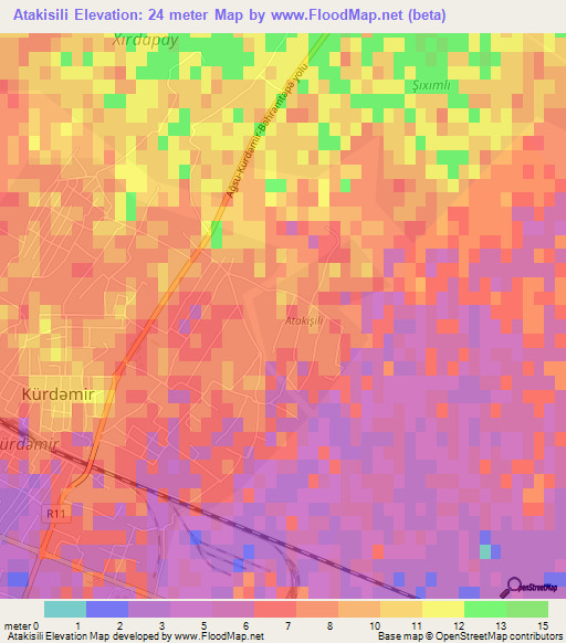 Atakisili,Azerbaijan Elevation Map