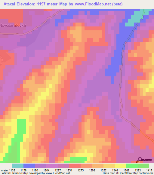 Ataxal,Azerbaijan Elevation Map