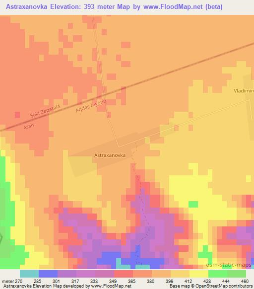 Astraxanovka,Azerbaijan Elevation Map