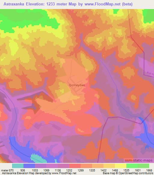 Astraxanka,Azerbaijan Elevation Map