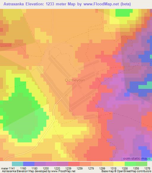 Astraxanka,Azerbaijan Elevation Map