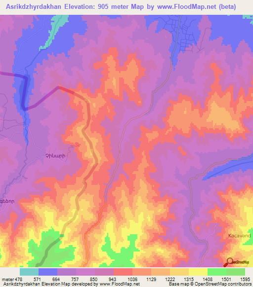 Asrikdzhyrdakhan,Azerbaijan Elevation Map
