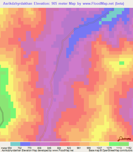 Asrikdzhyrdakhan,Azerbaijan Elevation Map