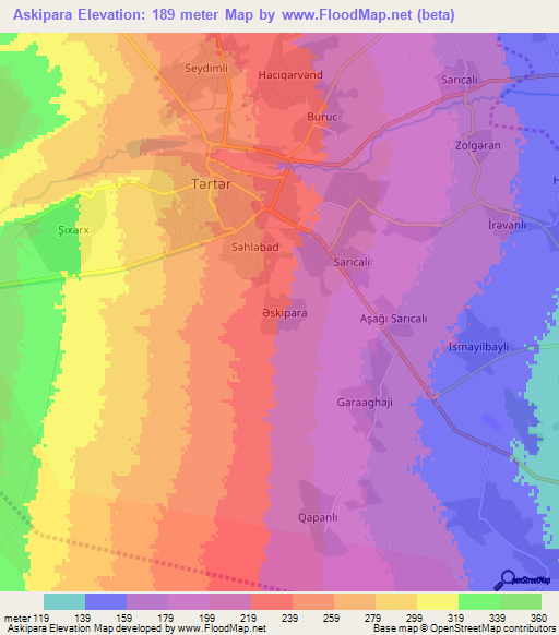 Askipara,Azerbaijan Elevation Map