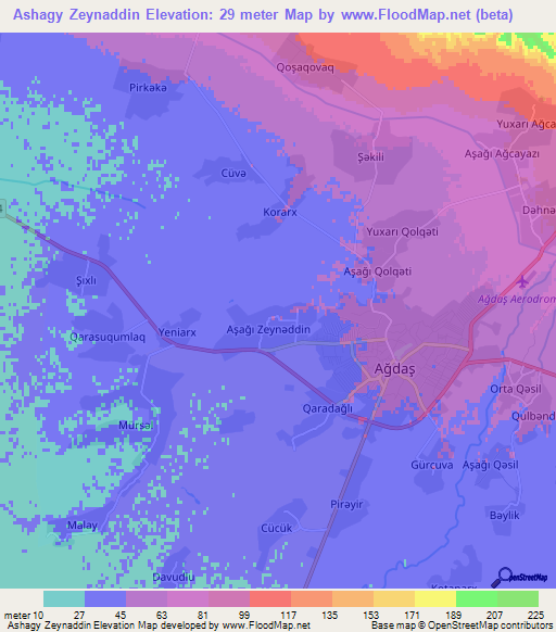 Ashagy Zeynaddin,Azerbaijan Elevation Map