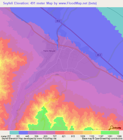 Seyfeli,Azerbaijan Elevation Map