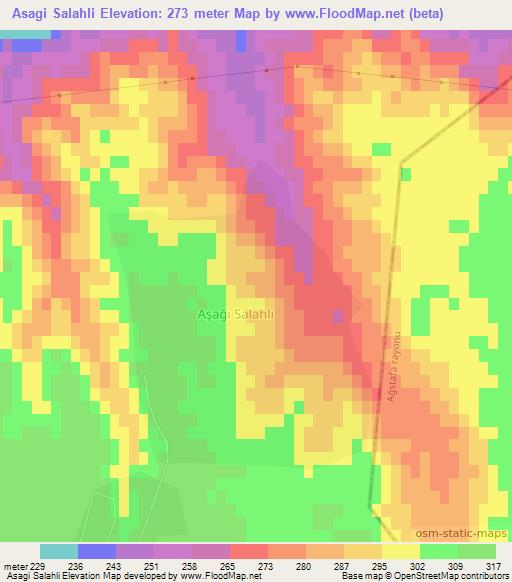 Asagi Salahli,Azerbaijan Elevation Map
