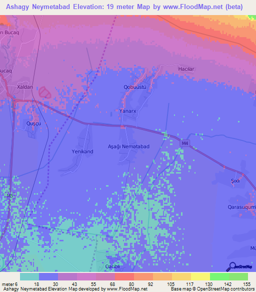 Ashagy Neymetabad,Azerbaijan Elevation Map