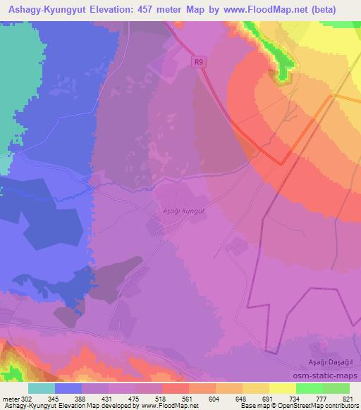 Ashagy-Kyungyut,Azerbaijan Elevation Map
