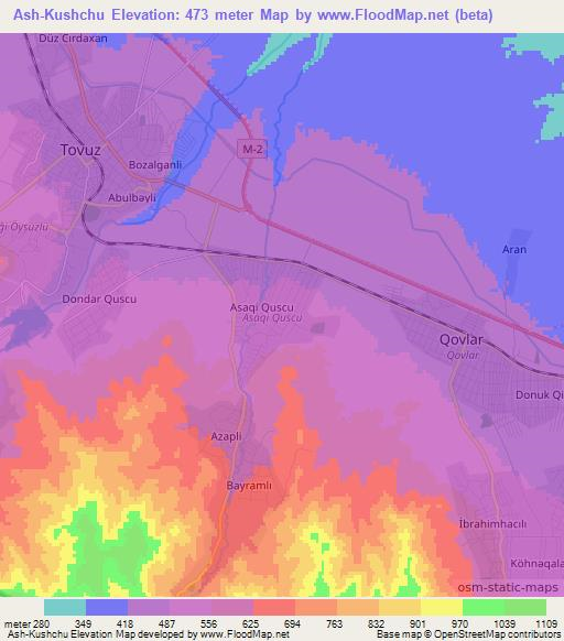 Ash-Kushchu,Azerbaijan Elevation Map