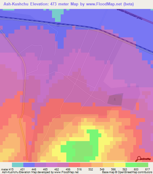 Ash-Kushchu,Azerbaijan Elevation Map