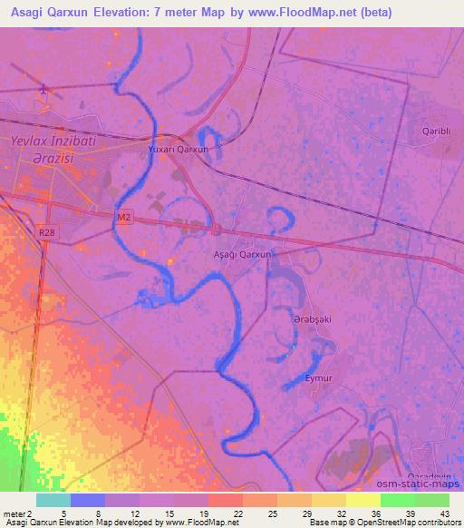 Asagi Qarxun,Azerbaijan Elevation Map