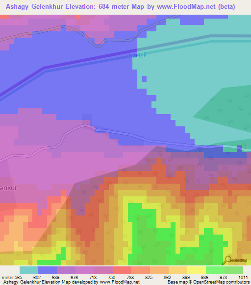Ashagy Gelenkhur,Azerbaijan Elevation Map