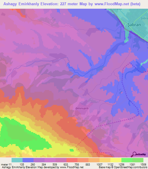 Ashagy Emirkhanly,Azerbaijan Elevation Map