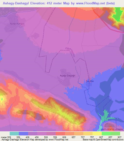 Ashagy-Dashagyl,Azerbaijan Elevation Map